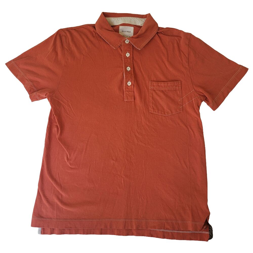 Billy Reid Men’s Medium Polo Shirt Rust Orange 100% Cotton Made in Peru